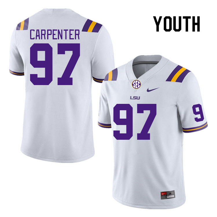 Youth #97 Dylan Carpenter LSU Tigers College Football Jerseys Stitched Sale-White